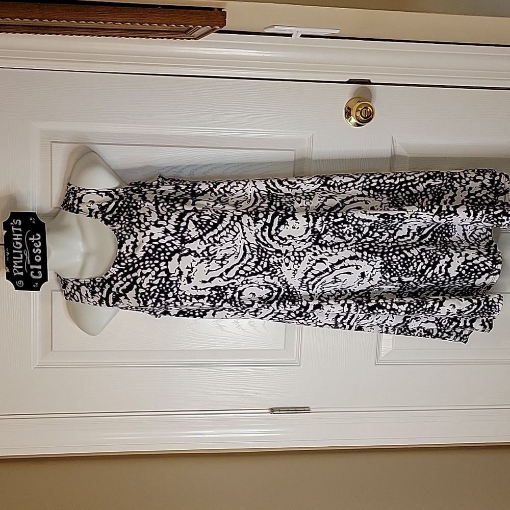 Kim Rogers Dress Medium Black White Sleeveless